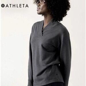Athleta Sweatshirt Grey XL Comfy Yoga  Oversized Athleisure Cute Gym Clothes